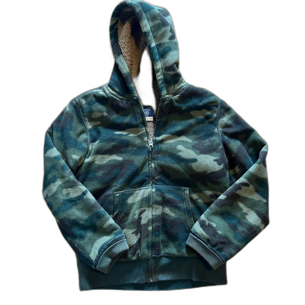 The Children’s Place CAMO 10 12 Green Winter Boy's Sherpa Lined Hooded Jacket